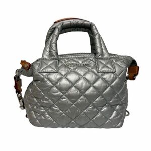 MZ Wallace Quilted Silver Satchel Bag